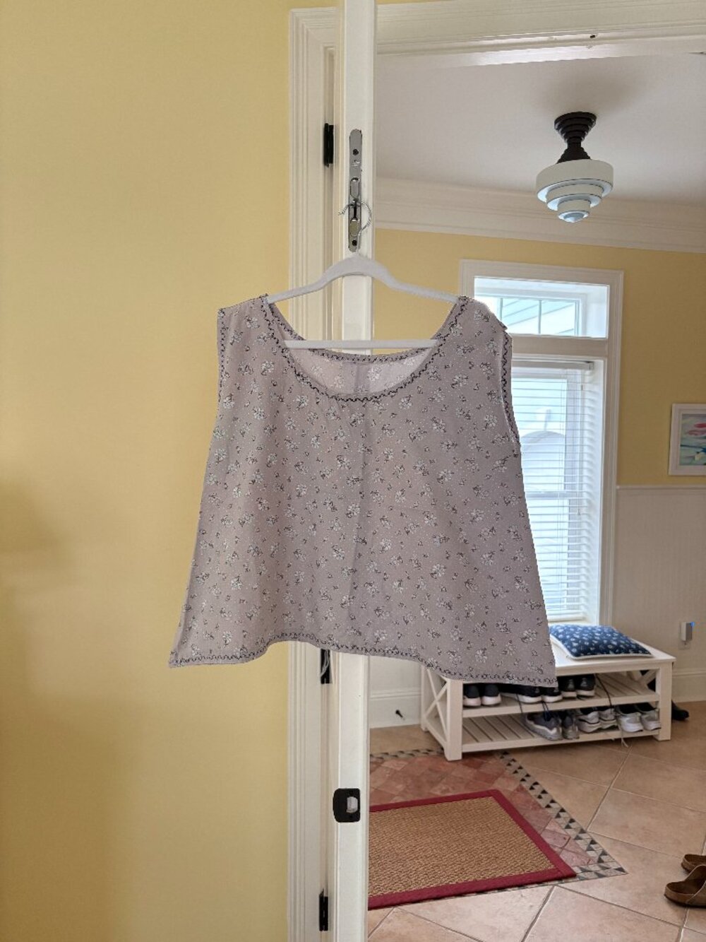 vintage handmade grey floral swing tank